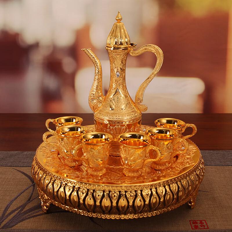 Shangqi Golden Wooden Stemmed Goblet Set