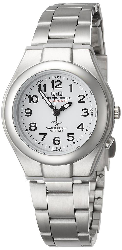 Cue Cue Silver 10 ATM Water Solar Powered & HJ01-204 Women's Watch, Resistant, Radio-Controlled,