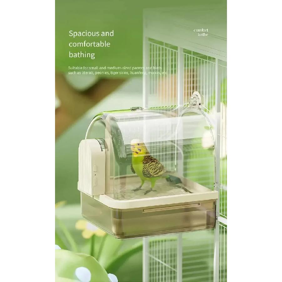 Cage Hanging Parrot Bathtub Automatic Shower Bath Box Practical Accessory for Cockatiel Parakeets Canary Budgie Small Birds