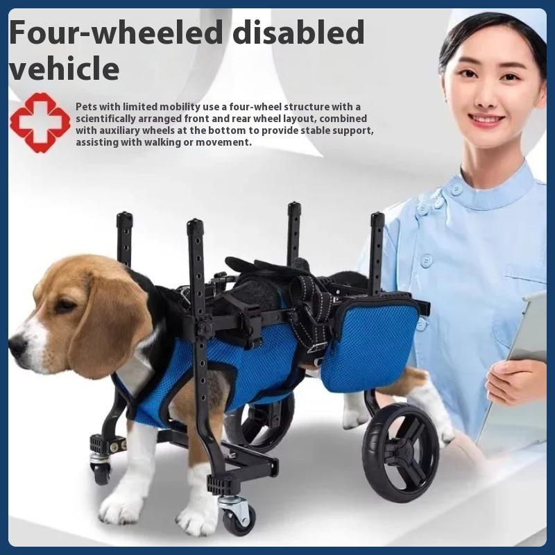 4-Wheel Pet Wheelchair Dog Walking Assistance Cart Elderly Canine Mobility Aid Small Dogs Disabled Pet Support