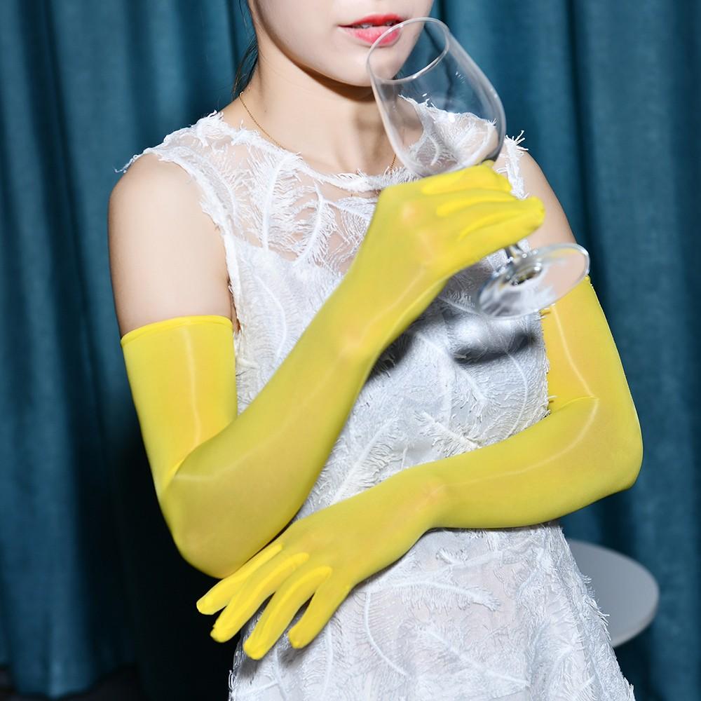 Sexy Transparent Gloves Men And Women Oil Shiny Glossy Tight Mittens Cosplay Transparent Ultra Elastic Party Club Thin Gloves
