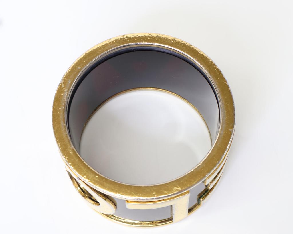 CHANEL Logo bangle Bangle Dark brown / goldUsed