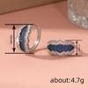 Blaue Saphir Kristall Creolen für Damen Silberbeschichtet Marquise Form Pavé Baguette Stein Huggie Ohrring Luxus Party Schmuck Geschenk