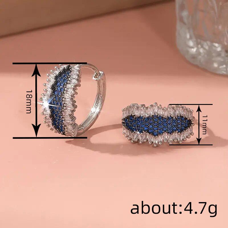 Blaue Saphir Kristall Creolen für Damen Silberbeschichtet Marquise Form Pavé Baguette Stein Huggie Ohrring Luxus Party Schmuck Geschenk