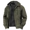 Solid Color Hooded Fleece Lined Zipper Pocket Casual Men Thickened Jacket Coat