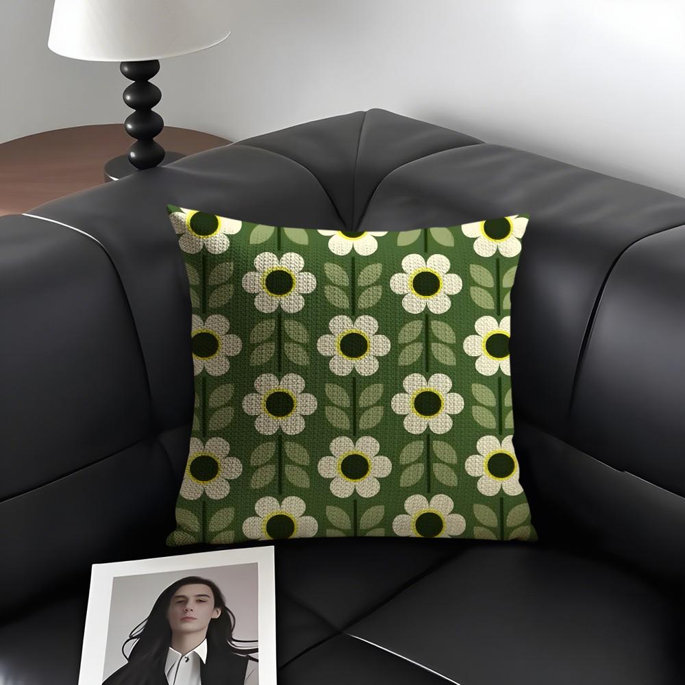 Orla Kiely Flower Fashion Cushion Cover Natural Linen Organic Fabric DoubleSided Printing Sofa Home Decor Gift Pillow Case