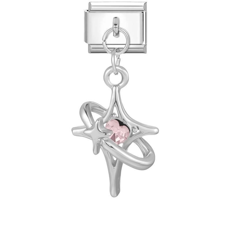 Pink Butterfly Romantic Flowers Heart Star Moon Pendant Italian Charm Links Fit 9mm Bracelet Stainless Steel DIY Making Jewelry