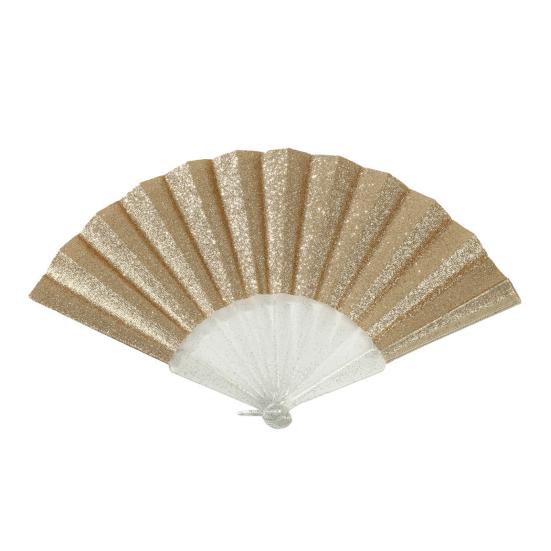 Summer Folding Fan with Glitter Powder Portable Plastic Ribs Hand Fan Men Women Dance Performance Props Party Favors