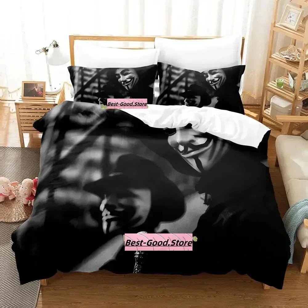New Personality Technology Anonymous Bedding Set Single Twin Full Queen King Size Bed Set Adult Kid Bedroom Duvetcover Sets