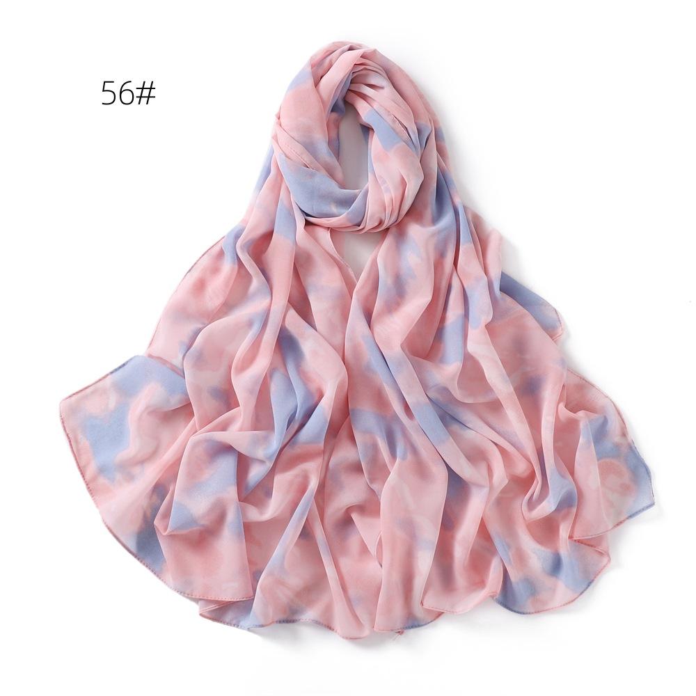 New Flower Printed Chiffon Scarf Malaysian Popular Patterned Headscarf High Quality Long Shawls Muslim Women Summer Hijab Wraps