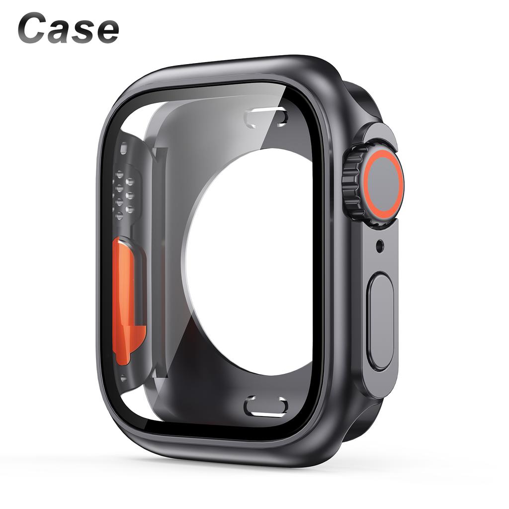 Cinturino in nylon + custodia per Apple Watch Custodia 44mm 45mm 41mm 40mm Copertura in vetro temperato Cambia in Ultra per iWatch Serie 8 7 SE 6 5 3