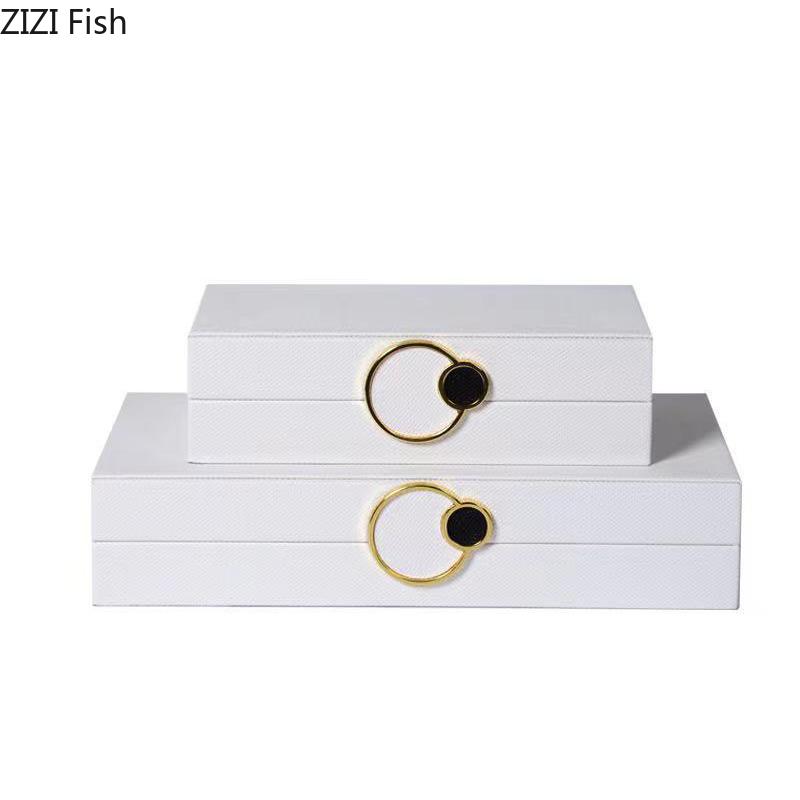 Woven Leather Jewelry Boxes White Leather Cosmetic Jar Dresser Table Desk Decoration Home Exquisite Jewelry Necklace Storage Jar