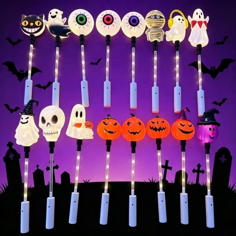 Halloween Led Glow Wands With Cartoon Designs Flashing Lights For Kids Trick Or Treat Halloween Party Favors
