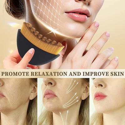 Spazzola Facciale Secca Portatile Setole Morbide Contornata Strumento per Massaggio Linfatico Dispositivo per Scolpire il Viso Spazzola Esfoliante Delicata per Spa Domestica
