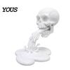 Dark Niche Atmosphere Decor 3D Printed Skull Water Flow Ornament, Creative Statue with Long-lasting Figure Stable Base, Compact Gothic Decoration,