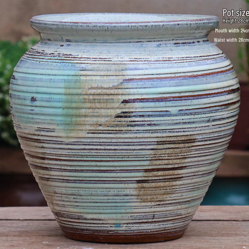 Retro Coarse Pottery Succulent Bonsai Floor Pot for Indoor Plants