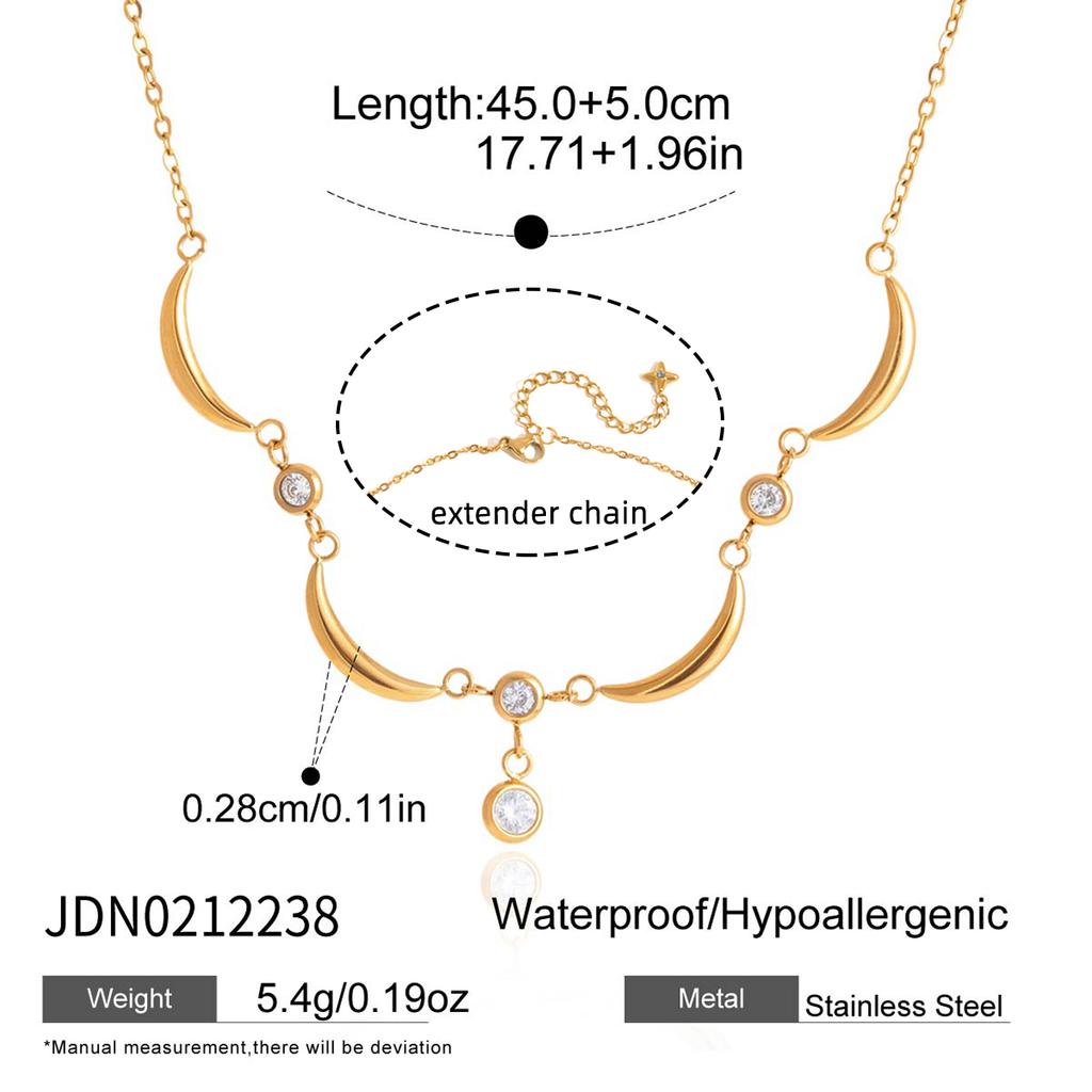 Youthway Delicate Moon Star Sun Necklace Earrings Bracelet Ring For Women 18K Gold PVD Plated Stainless Steel Jewelry Set Gift