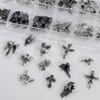 12Grid Vintage Cross Nail Art Charms Y2K Metal Style Alloy Cross Skeleton Angel Nail Decorations Accessories