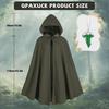 Medieval Hooded Cloak with Round Buckle and Green Leaf Brooch Necklace