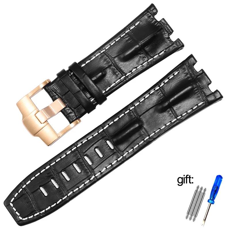 Genuine Leather watch Strap For AP  15703 Royal Oak Offshore Series 28mm Black Brown Blue Watchbands accessories men