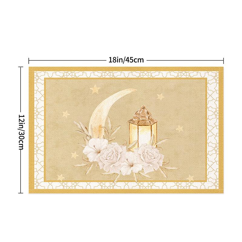 Ramadánové lněné prostírání Eid Mubarak Stolní ozdoby Muslimské islámské párty potřeby Lucerna Měsícní podložka Domácí dekorace