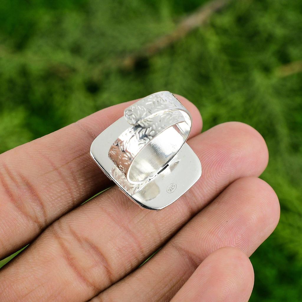 Mothers Day Sale Sterling Silver Owyhee Blue Opal Stone Stackable Ring Jewelry