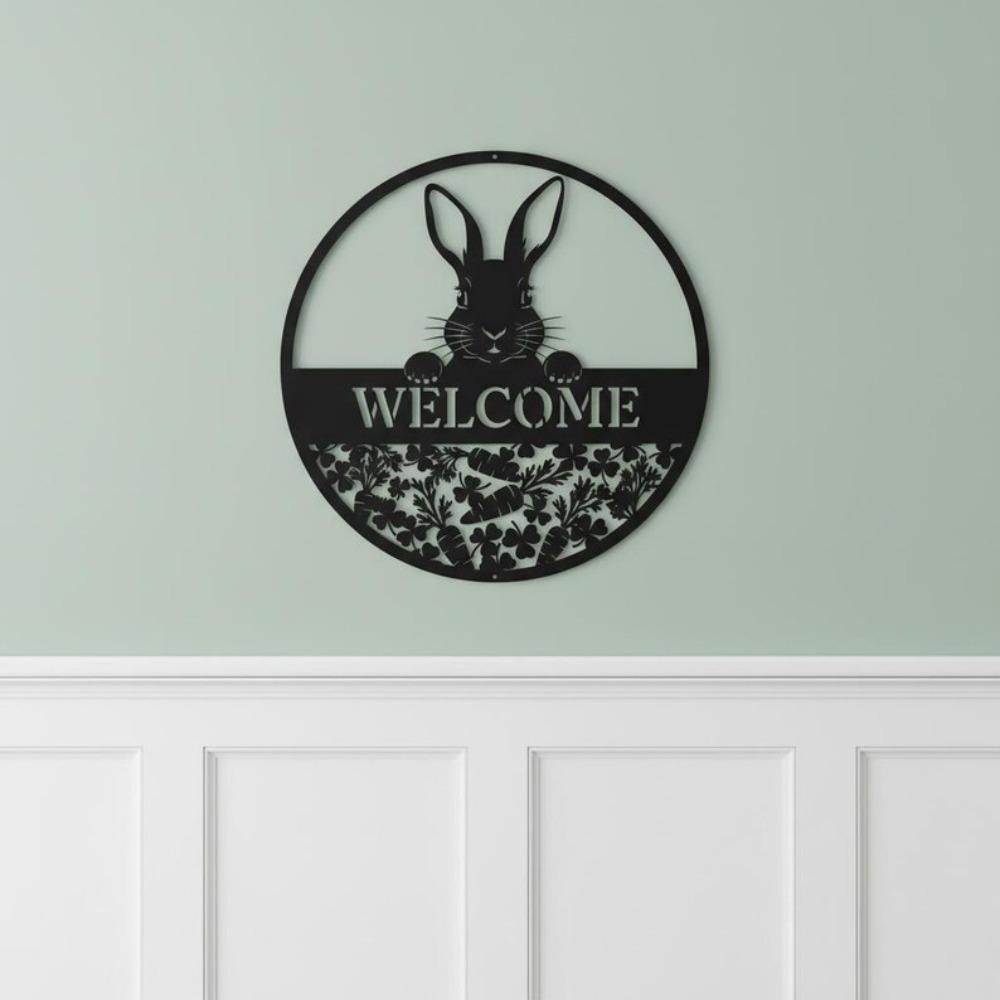 Custom Rabbit Metal Sign for Garden Wall Art Porch Decor Easter Outdoor Gift