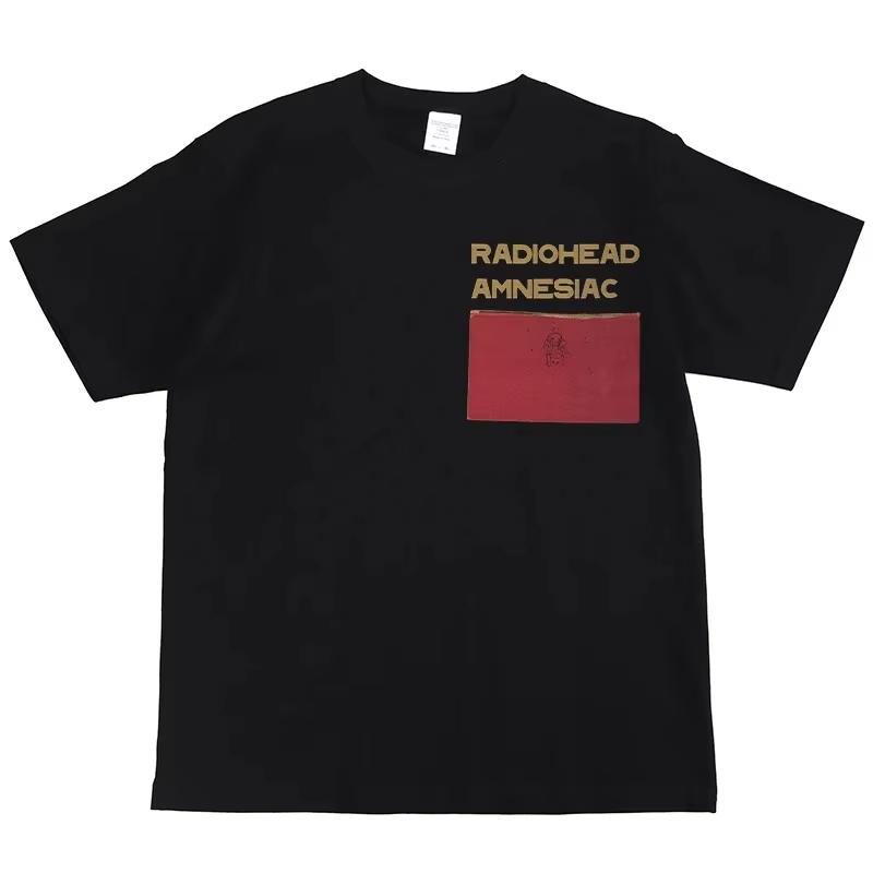 Radiohead Print American Street Hip Hop Vintage Black Short Sleeve TShirt Unisex