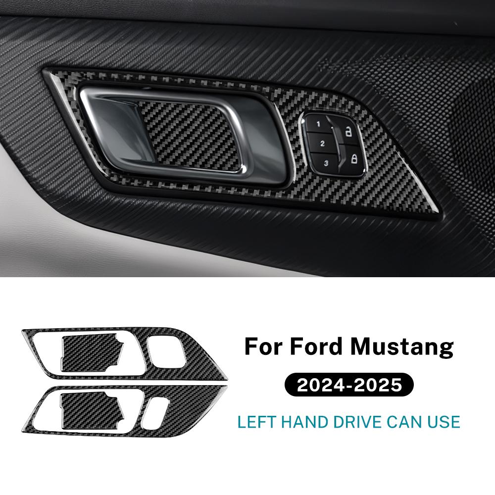 Echter Weicher Kohlefaser-Aufkleber für Ford Mustang GT Dark Horse EcoBoost 2025 2025 2026 LHD RHD Innenrahmen der Autotürgriffe
