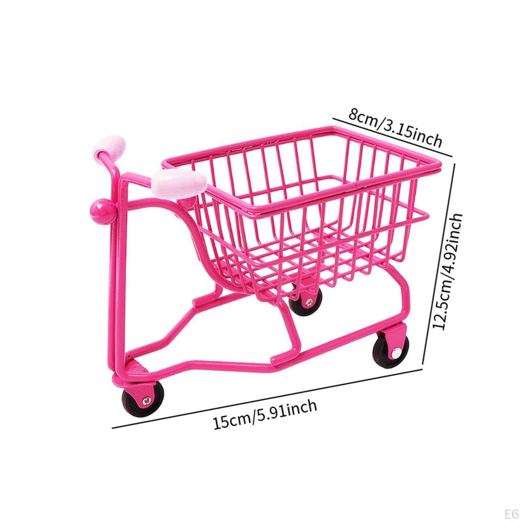 Mini coș de cumpărături pentru copii, jucărie de împingere, joc de rol, decor de birou, cărucior distractiv, model de coș de depozitare
