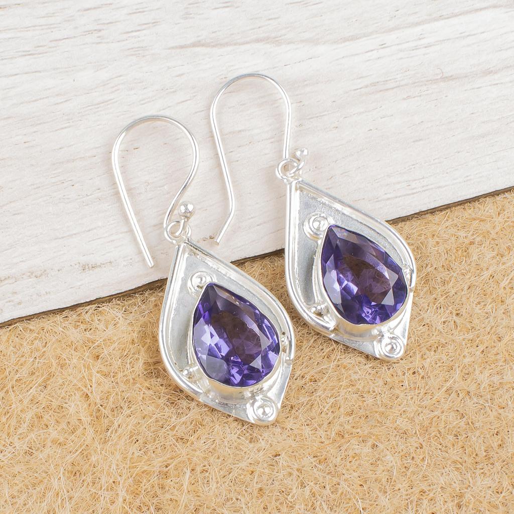 Iolit Örhängen, 925 Massivt Sterling Silver Örhängen Handgjorda Ädelstenssmycken, Gåvor Till Fru Helt Nya Örhängen