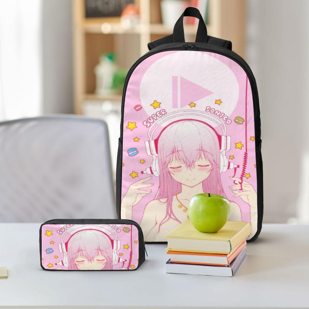 3Pcs Super Sonicos Prints School Bags Set For Kids Pencil Boxes Backpack Sets With Lunch Box For School Students Knapsack