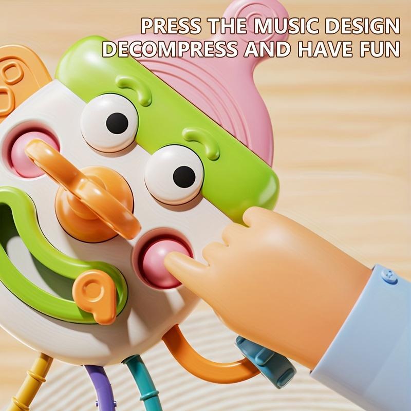 Montessori Pull String Sensory Toy Baby Silicone Teething Early Education Fidget Activity Grasp Travel Toys For Toddler 0-18M