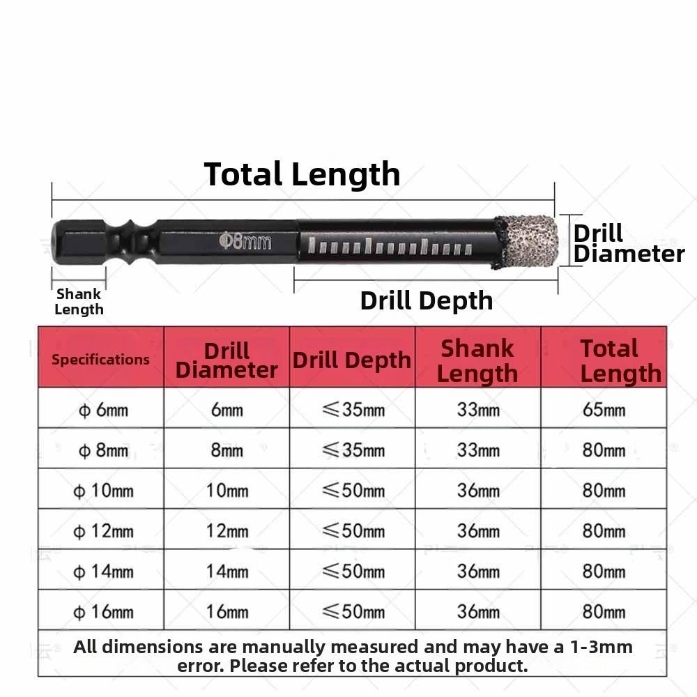 6Pcs 6-16mm Tile Hole Opener Hex Shank Tile Drill Bit  Tile Drilling