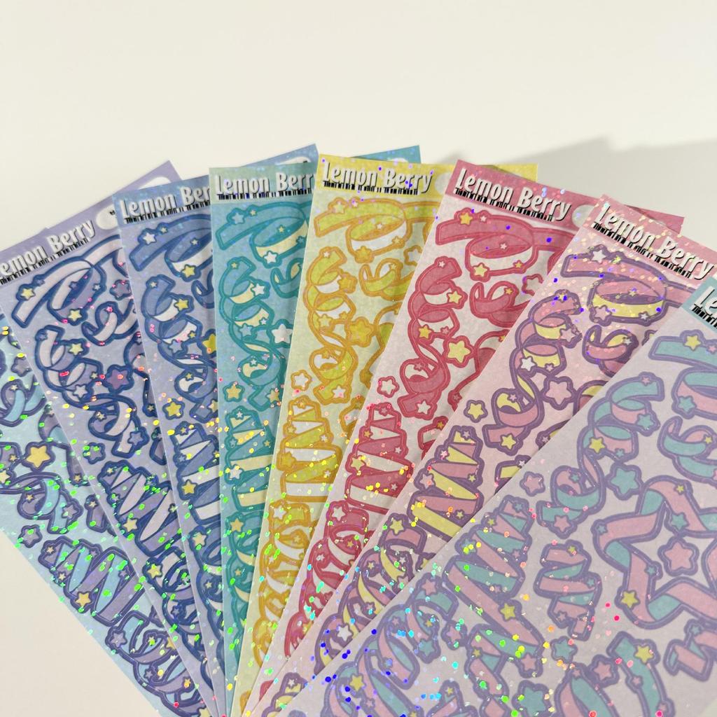 Korean Star Ribbon Stickers: Ins Journaling, Small Cards, Guka, Laser Ribbon for DIY Decoration