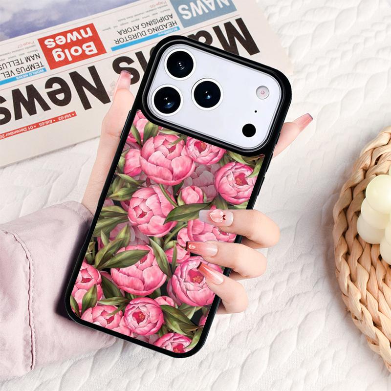 Peony Delicate Flower Phone Case For IPhone 17 16e 15 14 13 12 11 Pro Max Air Mini Soft Protective Cover