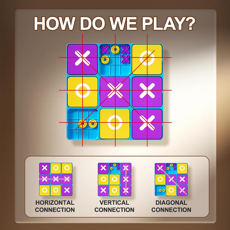 Board Tic-Tac-Toe Game – 3x3 Grid Logic Puzzle for Kids, Educational Board Game To Train Strategic Thinking Christmas Gifts