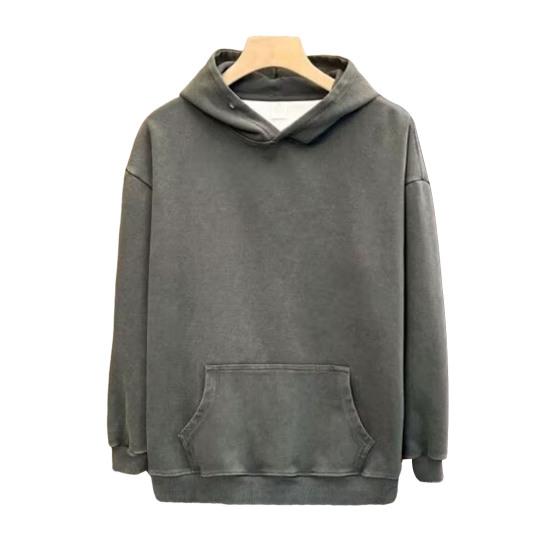 Yousheng Winter Couple Hoodie Washed Retro Loose Hooded Pullover Long Sleeve Unisex Top Elastic Cuffs Thick Fall Spring Hoodie