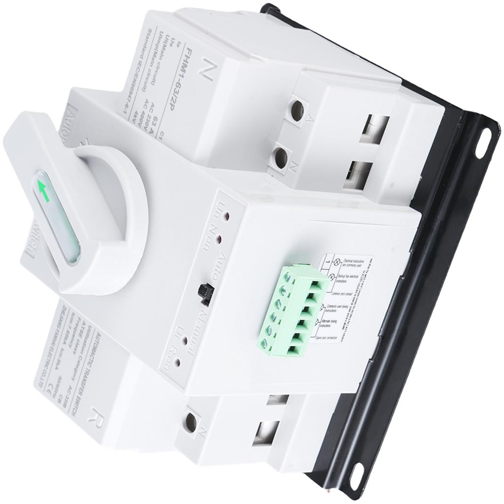 Double Power 63A Automatic Transfer Switches 2P 220V/110V Miniature Circuit Breaking Plastic for Home Electrical Safety