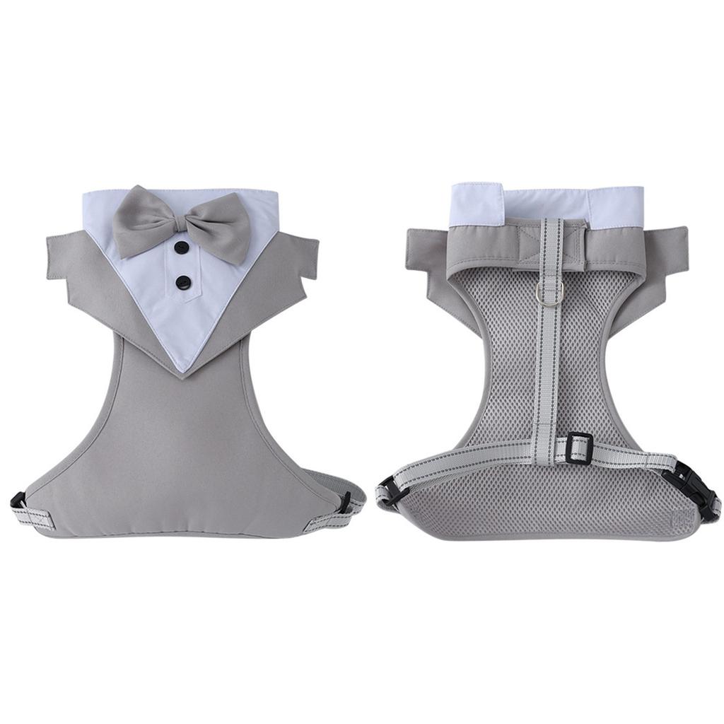 Adjustable Dog Harness With Bow Tie Tuxedo Design Reflective Straps For Small Medium Large Dogs