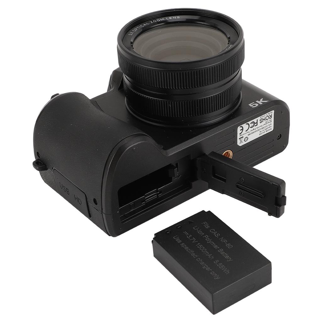 5K Digital Camera Multifunctional High Definition 64MP Vlogging Camera 3.2 Inch Display 6 Axes Shake