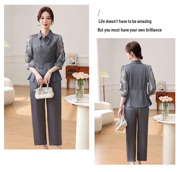 Summer 2025 Women's Chic Two-Piece Set: Casual Slimming Top and Pants