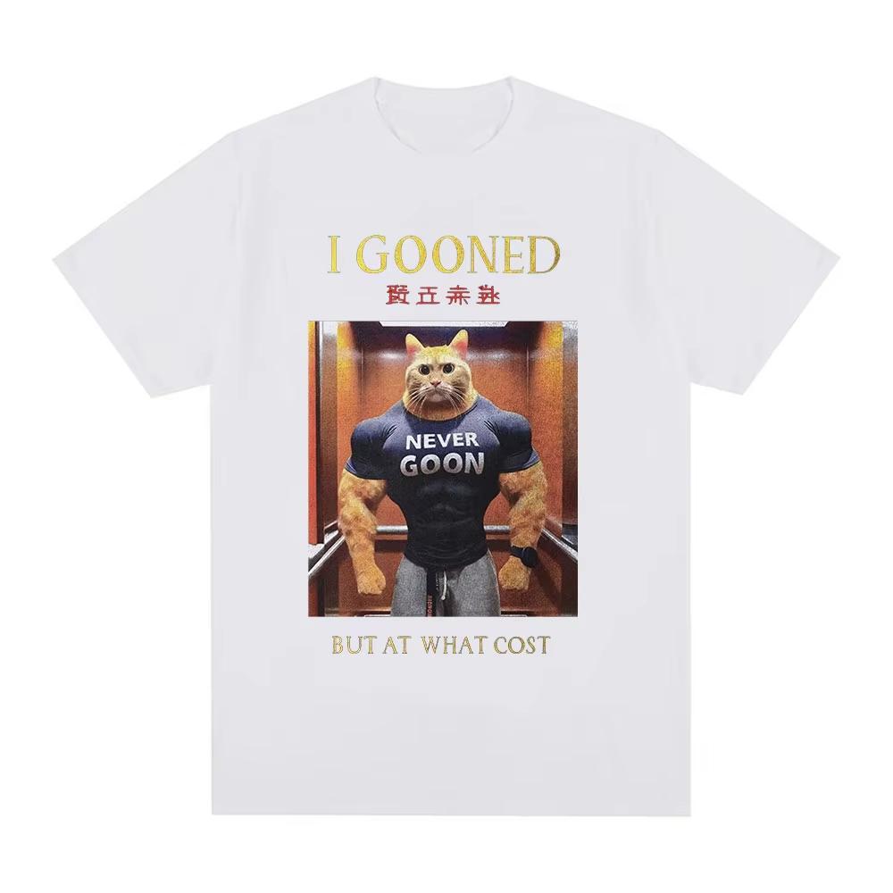 Neues Lustiges Japanisches Gooning Meme 100% Baumwolle Unisexs Rundhals T-Shirt I Gooned But At What Cost Grafik Damen Kurzarm T-Shirt