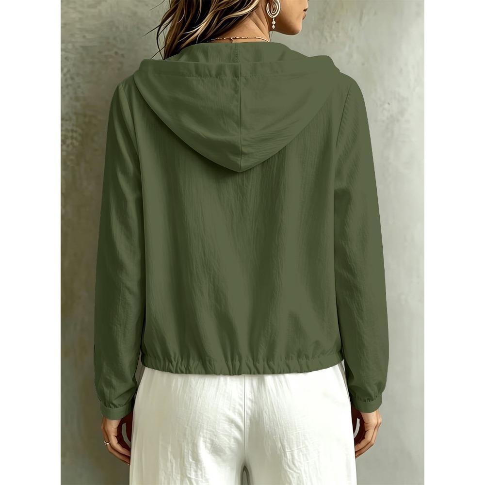 Herbst Winter Mode Lässig Einfarbig Knopf Kapuze Langarm Hemd Damen Oberteil Bluse
