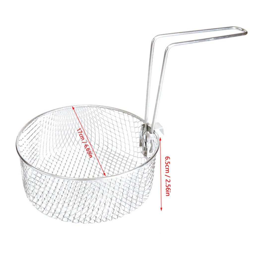 Cestello per Frittura da 2L in Acciaio Inossidabile a Filo Tondo con Manico Antiscivolo Multiuso per Uso Commerciale Cucina di Casa