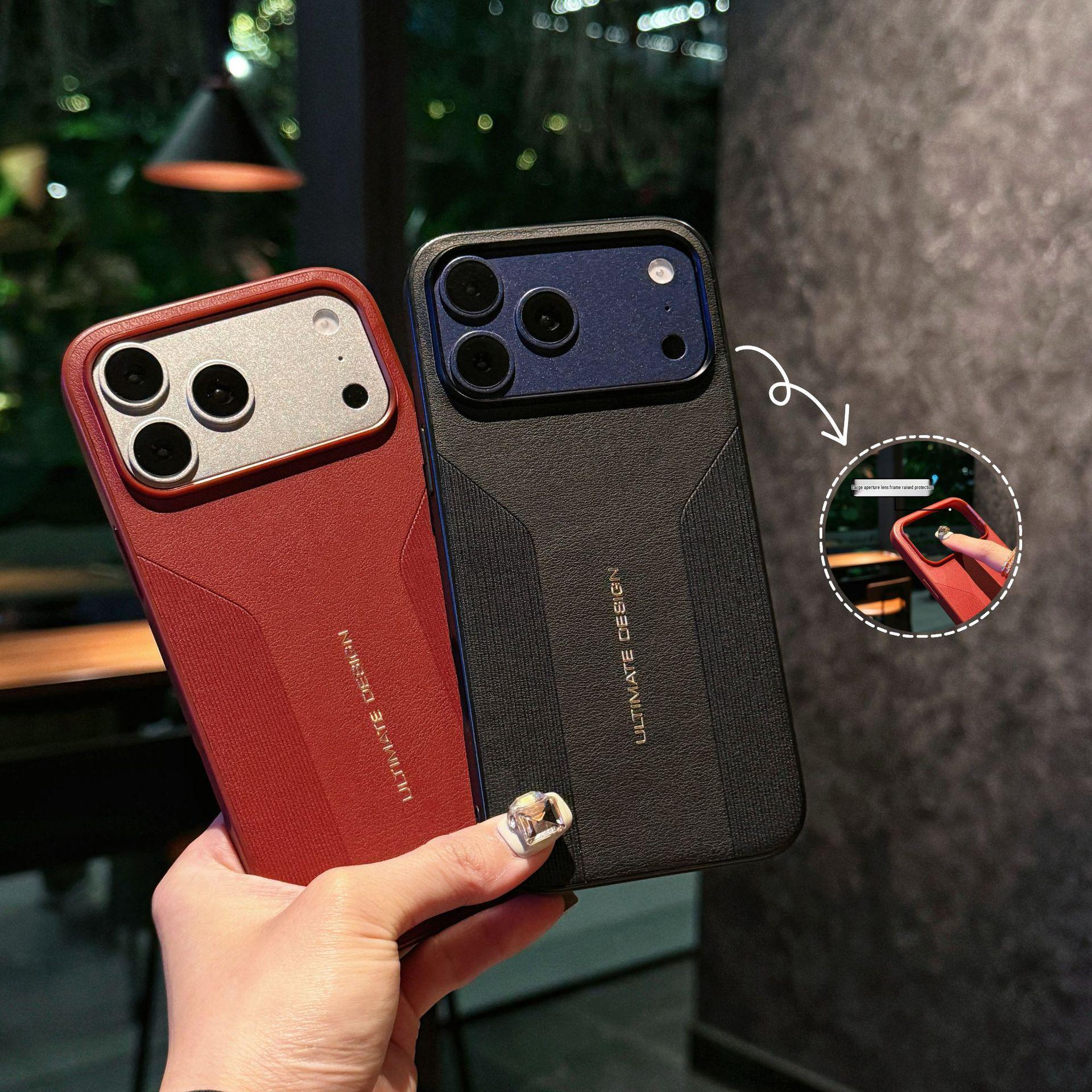 

Compatible with Apple iPhone 17 Pro Max: Extraordinary Plain Leather Drop-proof Case with Large Hole Design. 16 Pro Max