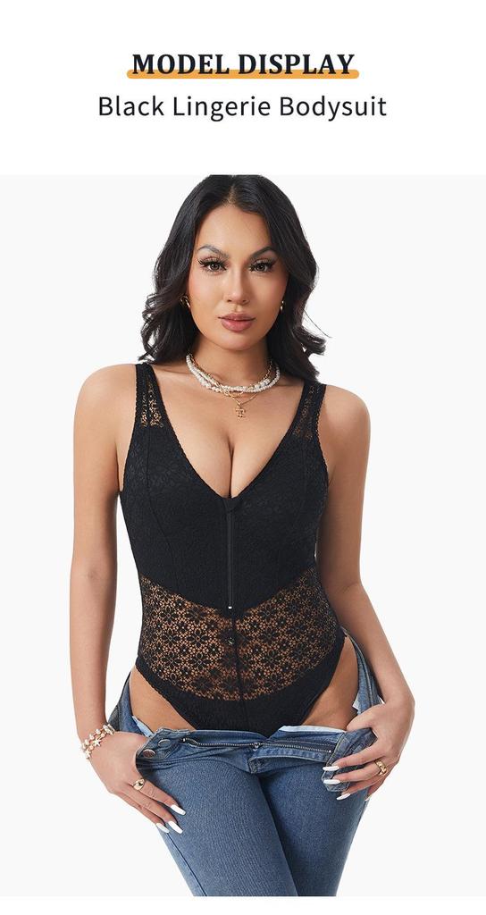 Women's Sexy Lace Sheer Bodysuit: Waist Slimming, Butt Lifting, and Body Shaping.