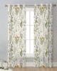 Vintage Herbaceous Floral Butterfly Flower Tulle Curtains Living Room Kitchen Window Decoration Chiffon Voile Sheer Curtain