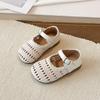 Summer Girl Princess Sandals  New Korean Version Child Soft Loafers Fashionable Girls' Hollow Flat Retro Bean Leather Shoes