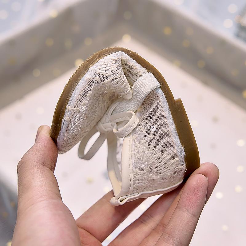 2025 Sommer Mädchen Süße Atmungsaktive Netz-Prinzessin Schuhe mit Feuerwerk Muster & Schleife